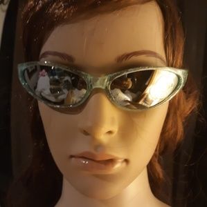 Sunglasses Womens Blue Plastic Glitter Sunglasses